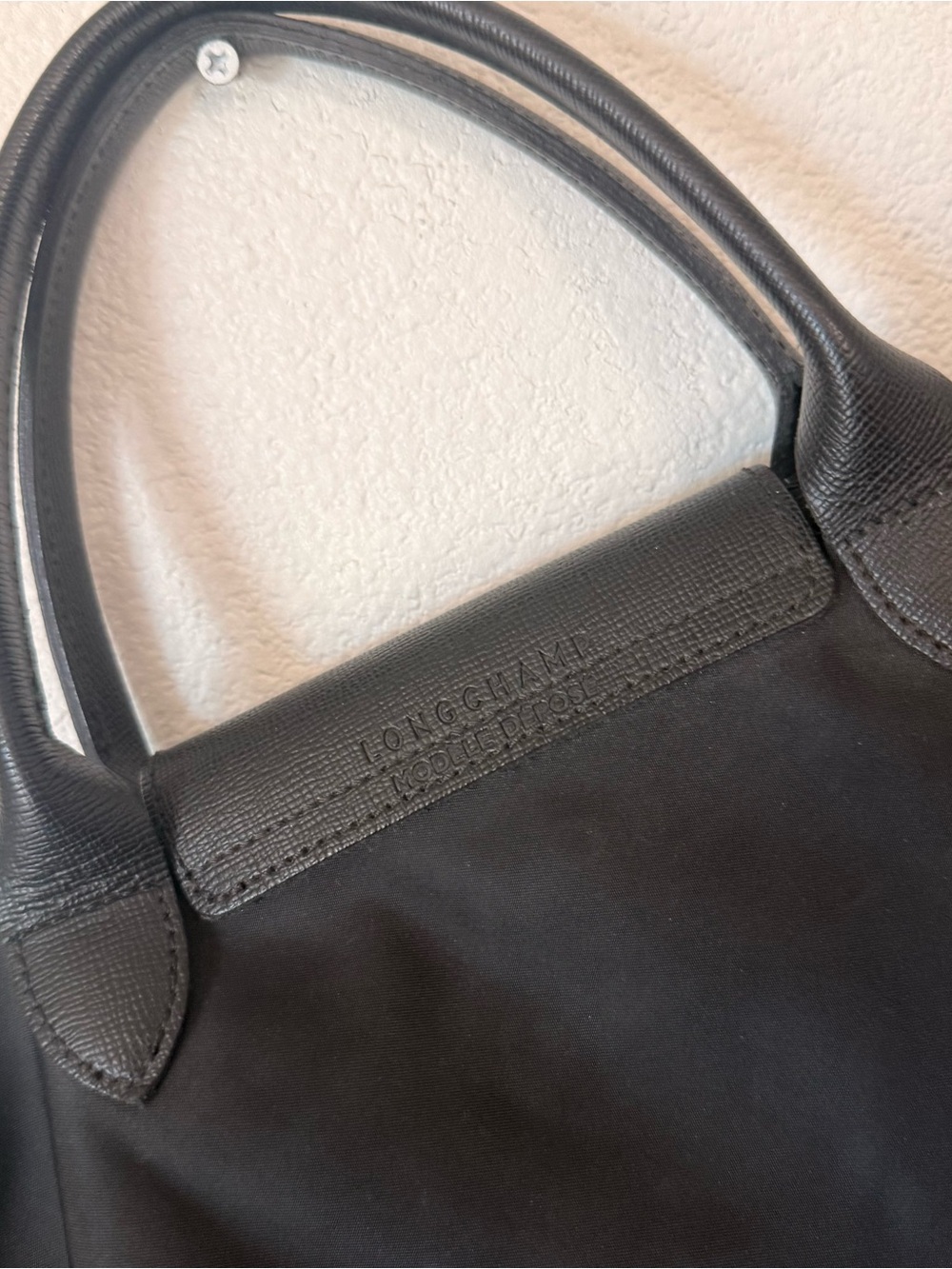 LONGCHAMP Le Pliage Neo Nylon Top Handle Bag Black with Long Strap - Picture 4 of 12